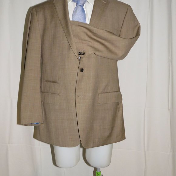 Trunk Club Custom Brown Plaid Two Button Blazer Sport Coat 44R - Picture 5 of 12